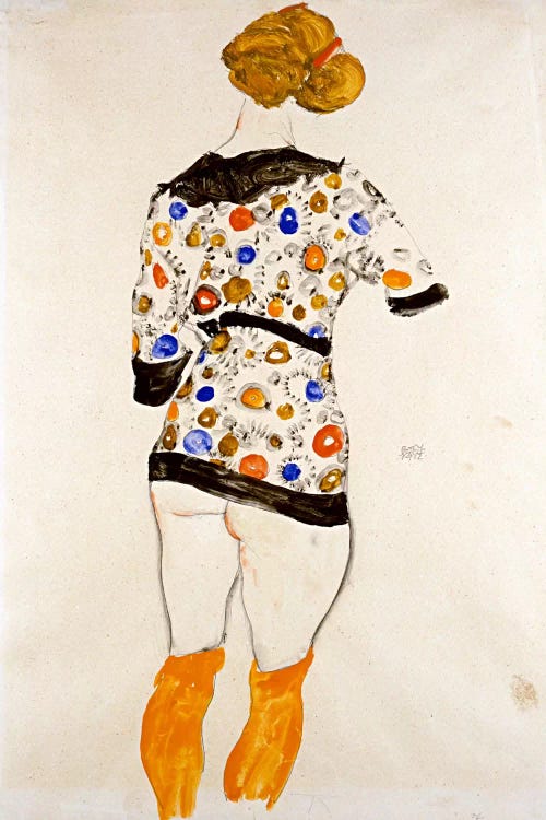 Standing Woman in a Patterned Blouse by Egon Schiele wall art