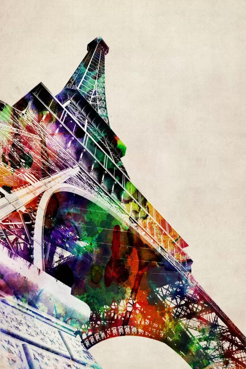 Eiffel Tower watercolor by Michael Tompsett wall art