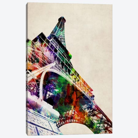 Eiffel Tower watercolor Canvas Print #8770} by Michael Tompsett Canvas Wall Art