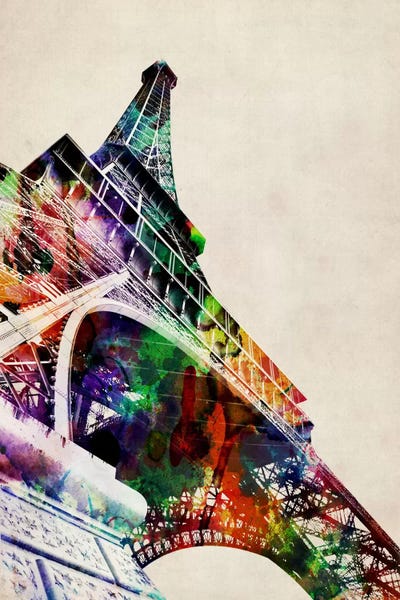 Towers: Eiffel Tower watercolor by Michael Tompsett