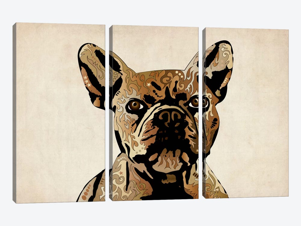 French Bulldog by Michael Tompsett 3-piece Canvas Art Print