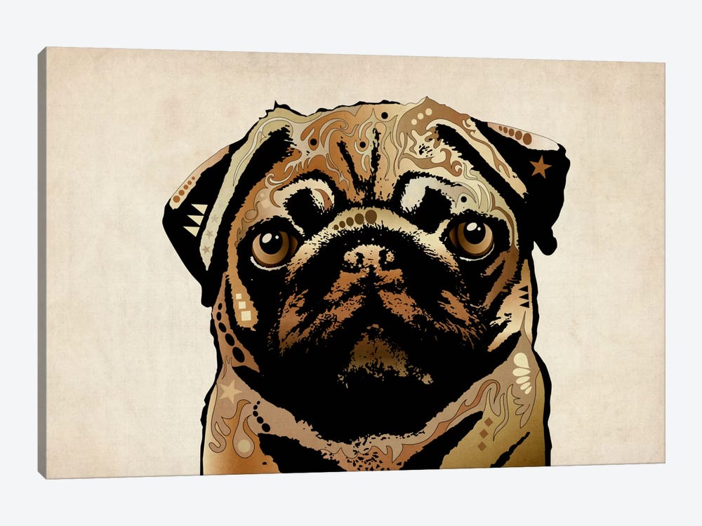 Pug Dog by Michael Tompsett 1-piece Canvas Art