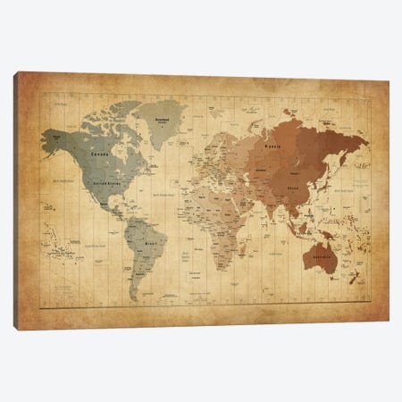 Map of The World III Canvas Print #8774} by Michael Tompsett Art Print