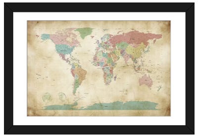 World Cities Map Paper Art Print - Maps