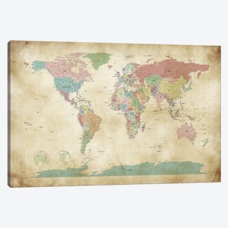 World Cities Map Canvas Print #8775} by Michael Tompsett Art Print