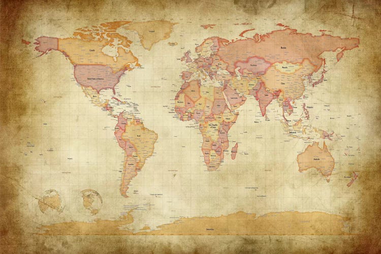 Map of The World II by Michael Tompsett wall art