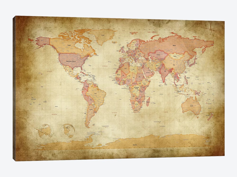 Map of The World II by Michael Tompsett 1-piece Art Print