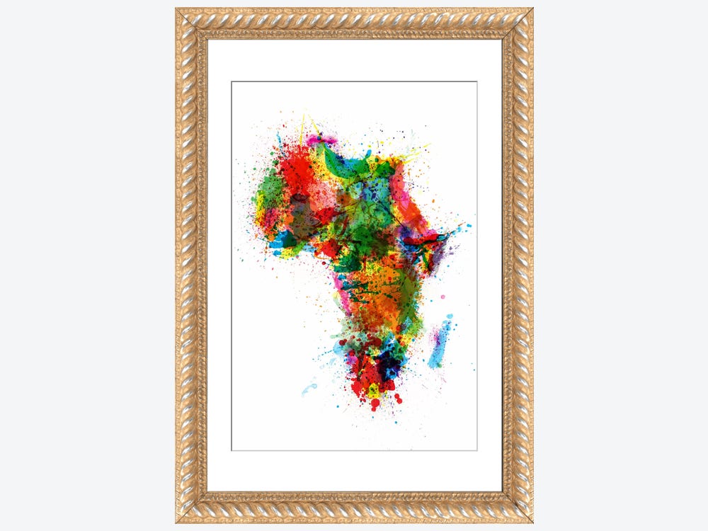 Paint Splashes Map of Africa Canvas Art by Michael Tompsett