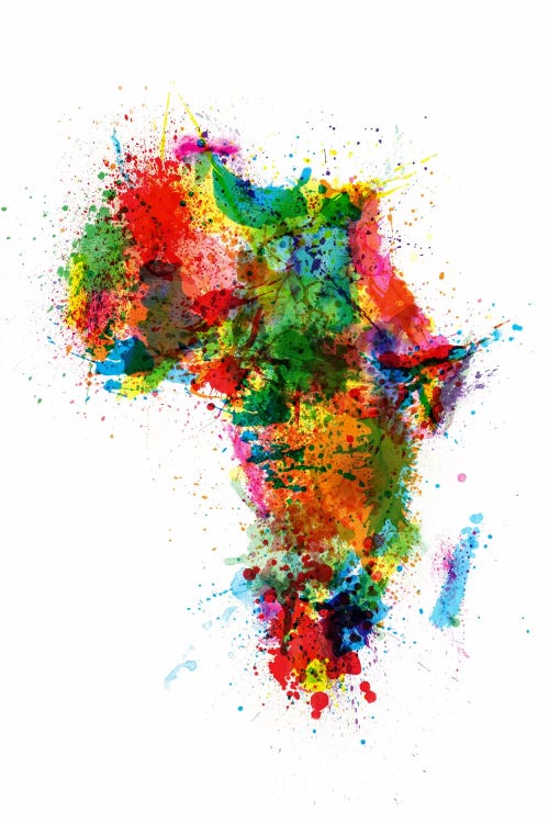 Paint Splashes Map of Africa by Michael Tompsett wall art