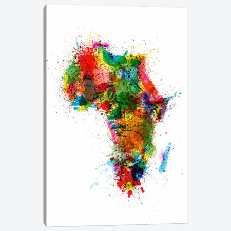 Paint Splashes Map of Africa Canvas Print #8778} by Michael Tompsett Canvas Artwork