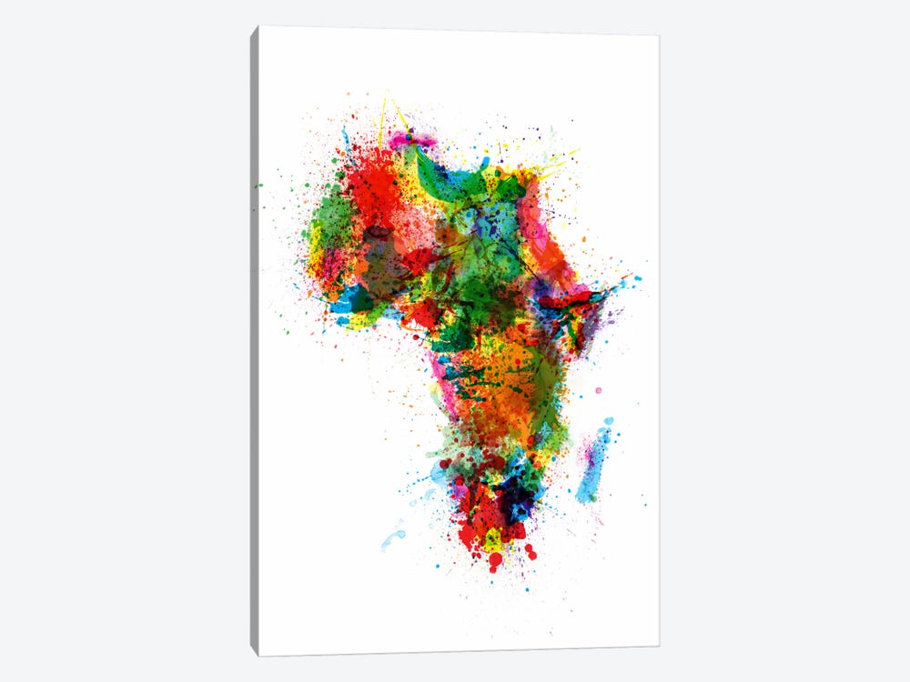 Paint Splashes Map of Africa by Michael Tompsett 1-piece Art Print