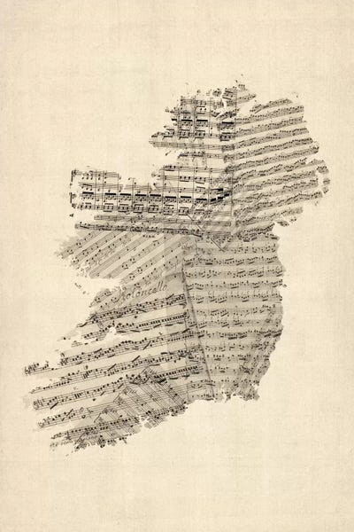 Music Notes: Ireland Sheet Music Map by Michael Tompsett