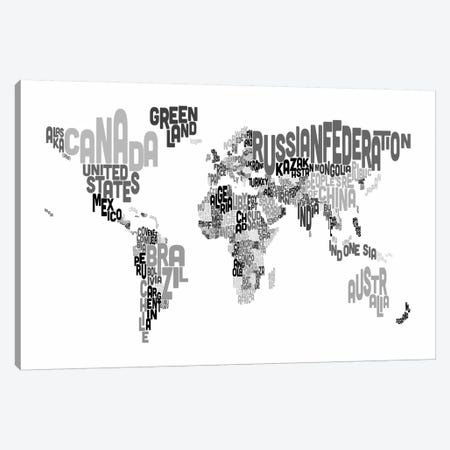 Typographic Text World Map V Canvas Print #8781} by Michael Tompsett Canvas Art Print