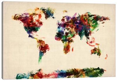 Map of The World (Abstract painting) Canvas Art Print - Abstract Watercolor Art