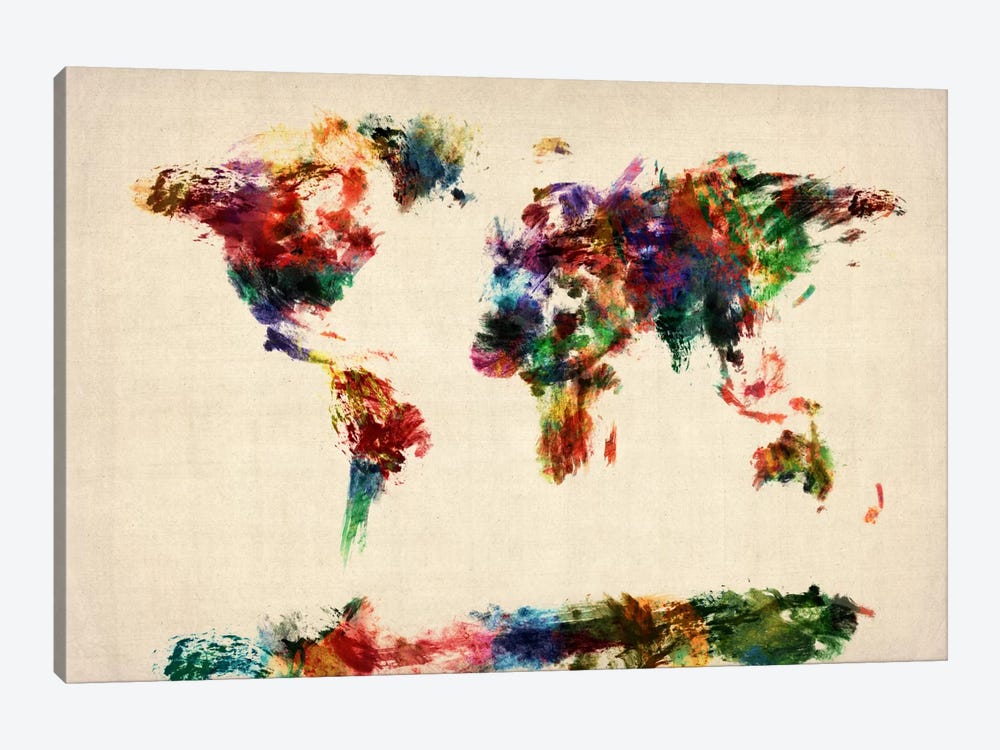Map of The World (Abstract painting) by Michael Tompsett 1-piece Canvas Art