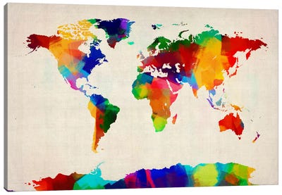 Map of the World IV Canvas Art Print - Kids Educational Art