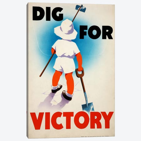 Dig for Victory (WWII) Vintage Poster Canvas Print #8804} by Unknown Artist Art Print
