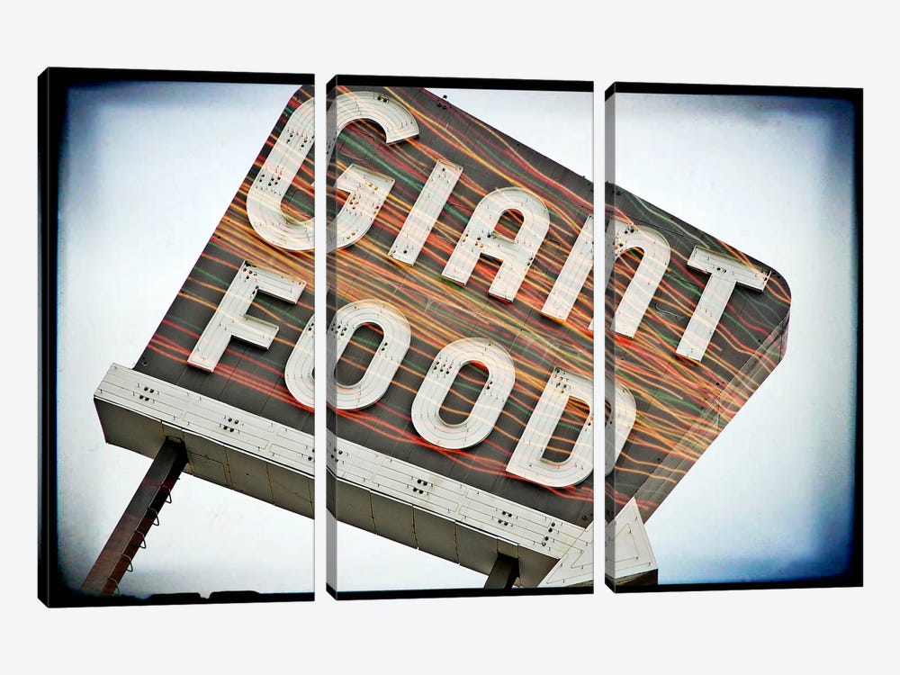 Vintage Giant Food Sign by Steve Snodgrass 3-piece Canvas Wall Art