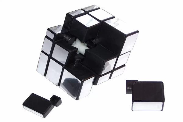 Black & White Pop Culture Art: Mirror Cube Disassembled by Thomas