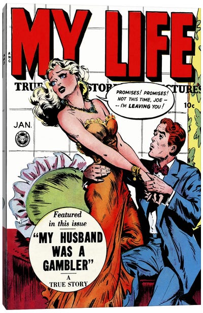 "My Husband was a Gambler" (My Life Comic Book) - Vintage Poster Canvas Art Print - Posters