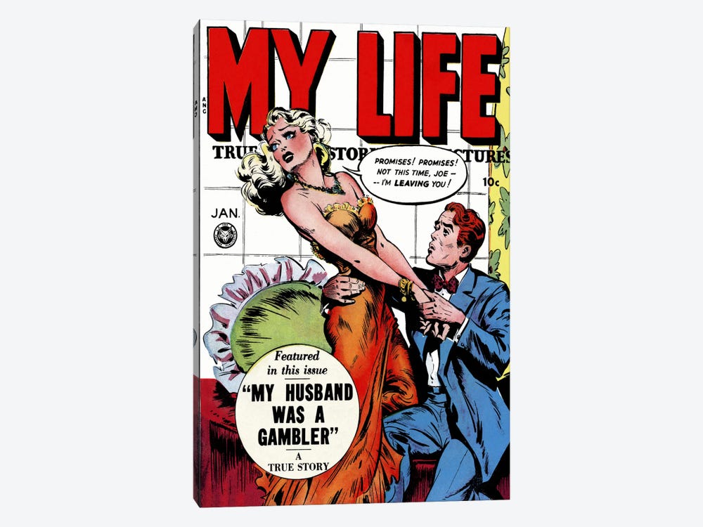 "My Husband was a Gambler" (My Life Comic Book) - Vintage Poster by Unknown Artist 1-piece Canvas Artwork