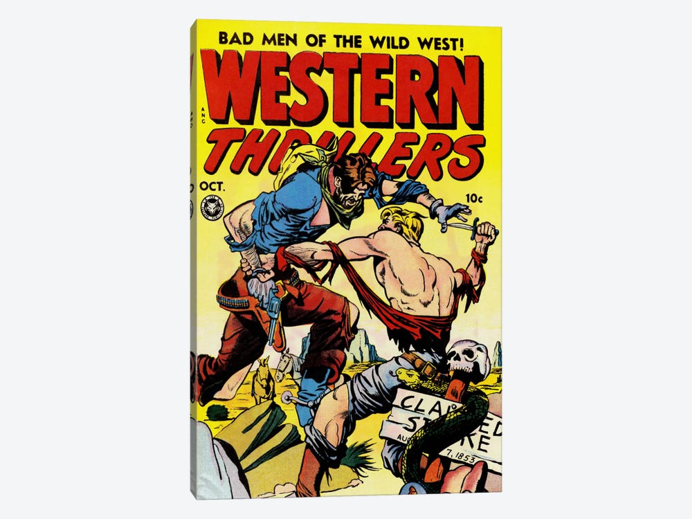 Bad Man of The Wild West (Western Thrillers - Comic Books) - Vintage Poster by Unknown Artist 1-piece Canvas Artwork
