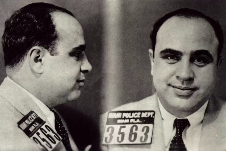 Alphonse Gabriel Al Capone Mugshot - Chicago Gangster Outlaw by 5by5collective wall art