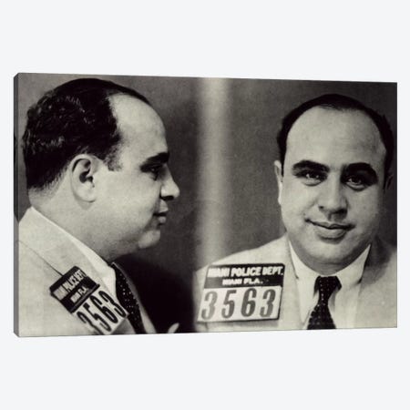 Alphonse Gabriel Al Capone Mugshot - Chicago Gangster Outlaw Canvas Print #8838} by Unknown Artist Art Print