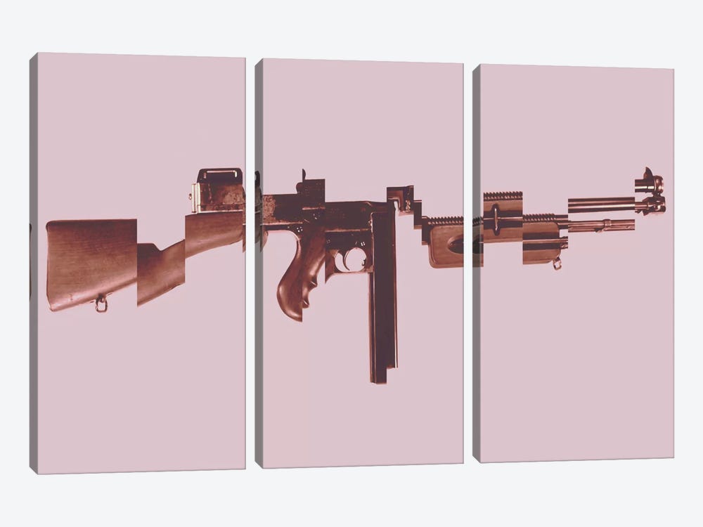 Gangster's Toy (Machine Gun) by 5by5collective 3-piece Canvas Wall Art
