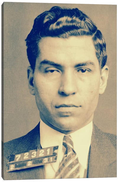 Charlie "Lucky" Luciano - Gangster Mugshot Canvas Art Print - Sepia Photography