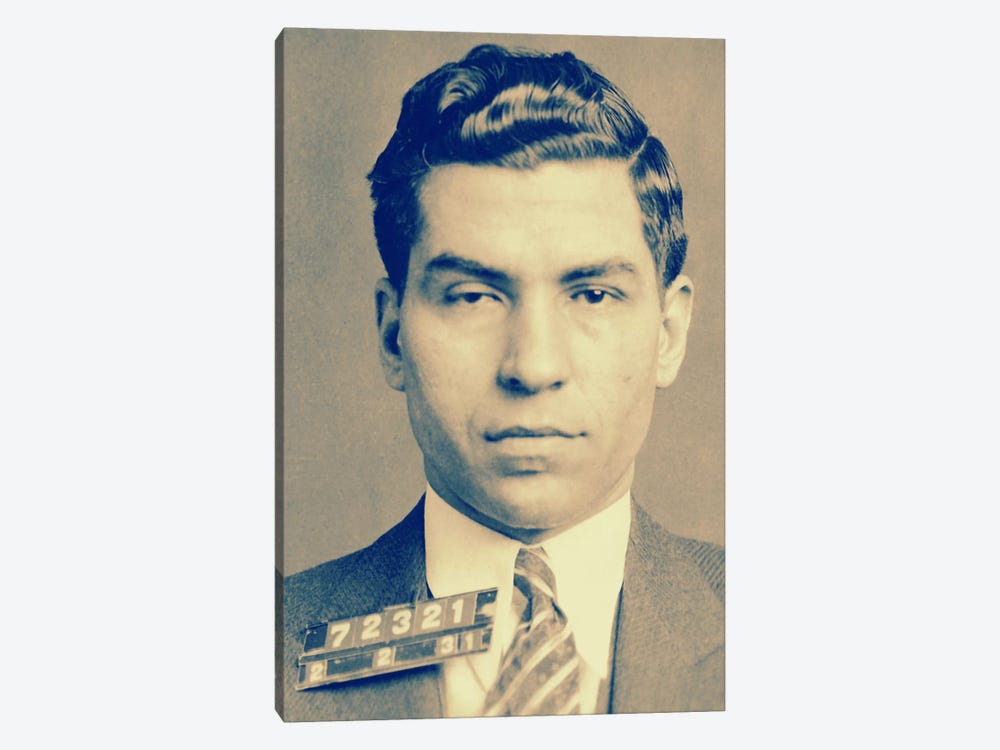 Charlie "Lucky" Luciano - Gangster Mugshot by 5by5collective 1-piece Canvas Wall Art