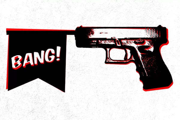 Black & White Pop Culture Art: Bang Bang (Pistol) by 5by5collective