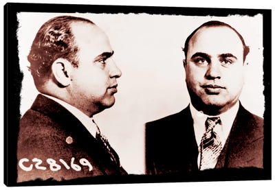 Alphonse Gabriel Al Capone Mugshot 2 - Chicago Gangster Outlaw Canvas Art Print - Gangster & Criminal Art