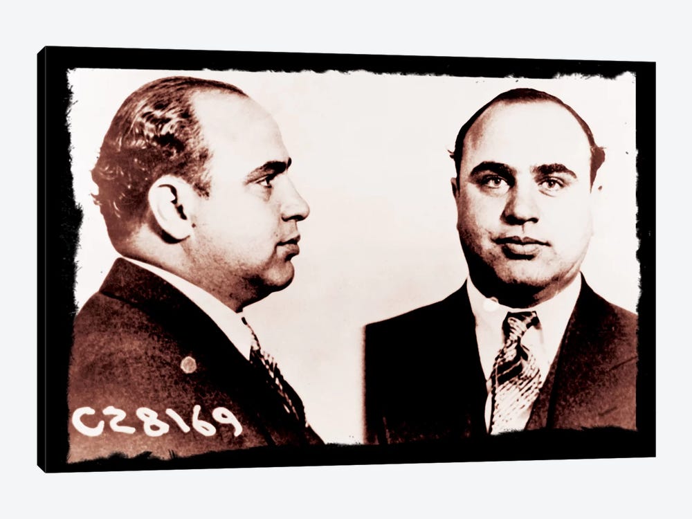 Alphonse Gabriel Al Capone Mugshot 2 - Chicago Gangster Outlaw by Unknown Artist 1-piece Canvas Wall Art