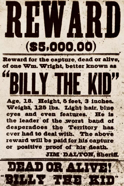 Dead or Alive - Billy The Kid by 5by5collective wall art