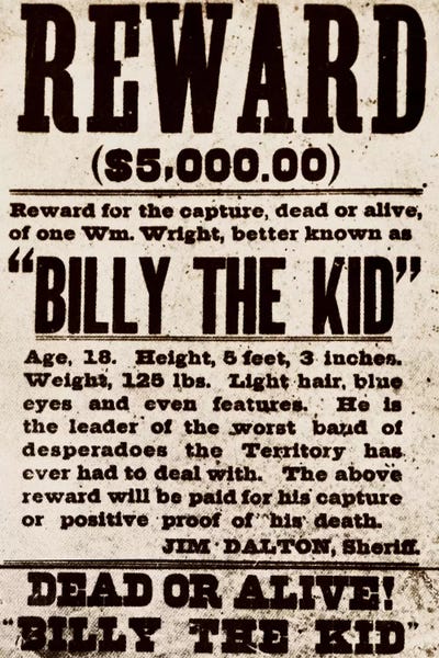 Vintage Posters: Dead or Alive - Billy The Kid by 5by5collective