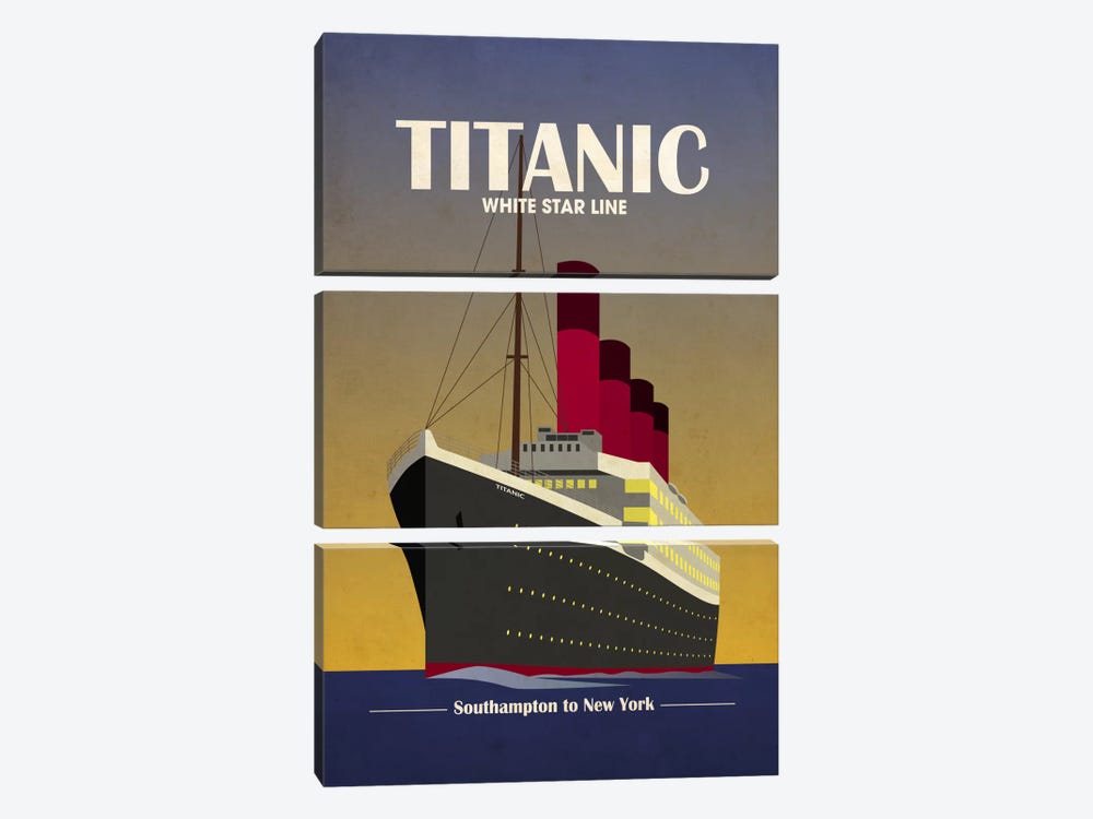 Titanic Ocean Liner Art Deco by Michael Tompsett 3-piece Canvas Print