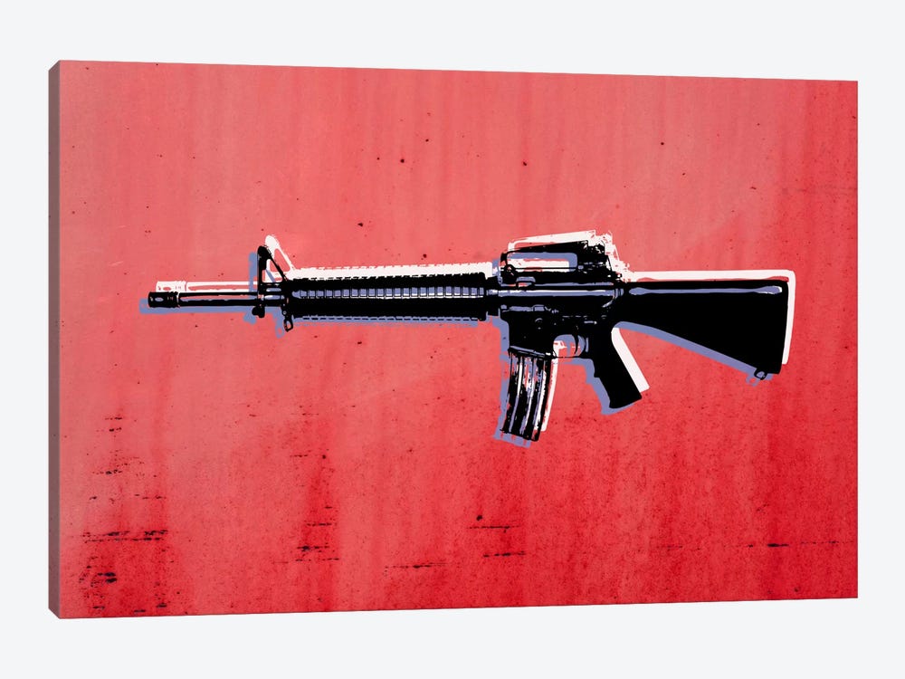 M16 Assault Rifle on Red by Michael Tompsett 1-piece Canvas Artwork