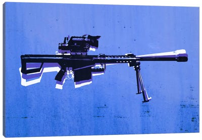 M82 Sniper Rifle on Blue Canvas Art Print - Weapons & Artillery Art