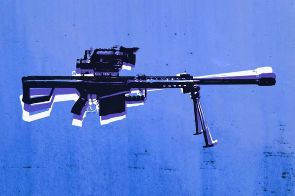 Weapons & Artillery: M82 Sniper Rifle on Blue by Michael Tompsett