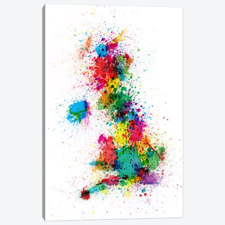 Great Britain Uk Map Paint Splashes Canvas Print #8862} by Michael Tompsett Canvas Art