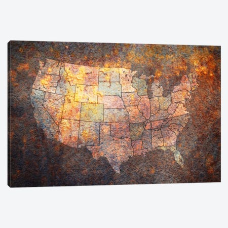 USA Map Canvas Print #8863} by Michael Tompsett Canvas Wall Art
