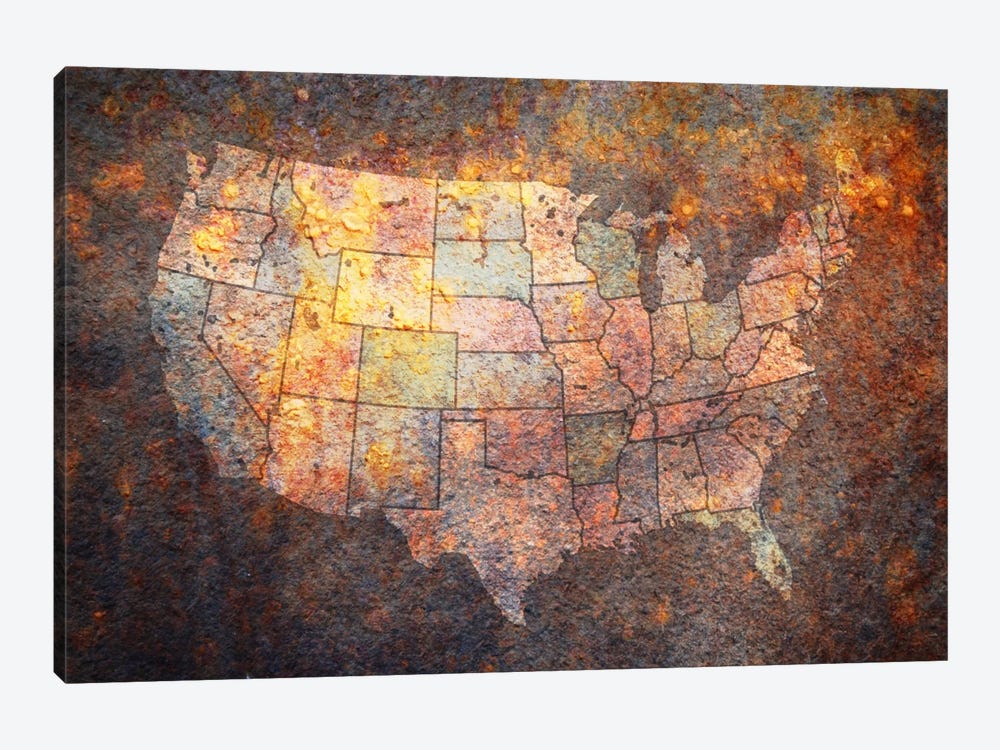 USA Map by Michael Tompsett 1-piece Canvas Print