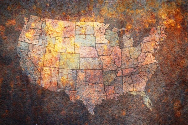 Large Map Art - Canvas Prints: USA Map by Michael Tompsett