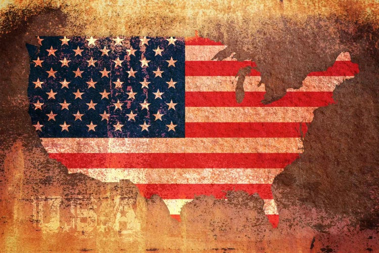 USA Flag Map by Michael Tompsett wall art