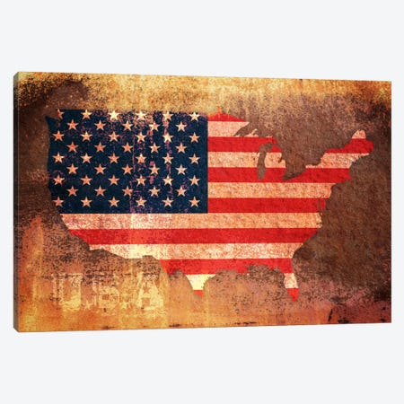 USA Flag Map Canvas Print #8864} by Michael Tompsett Canvas Art Print