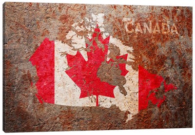 Canada Flag Map Canvas Art Print - North American Culture