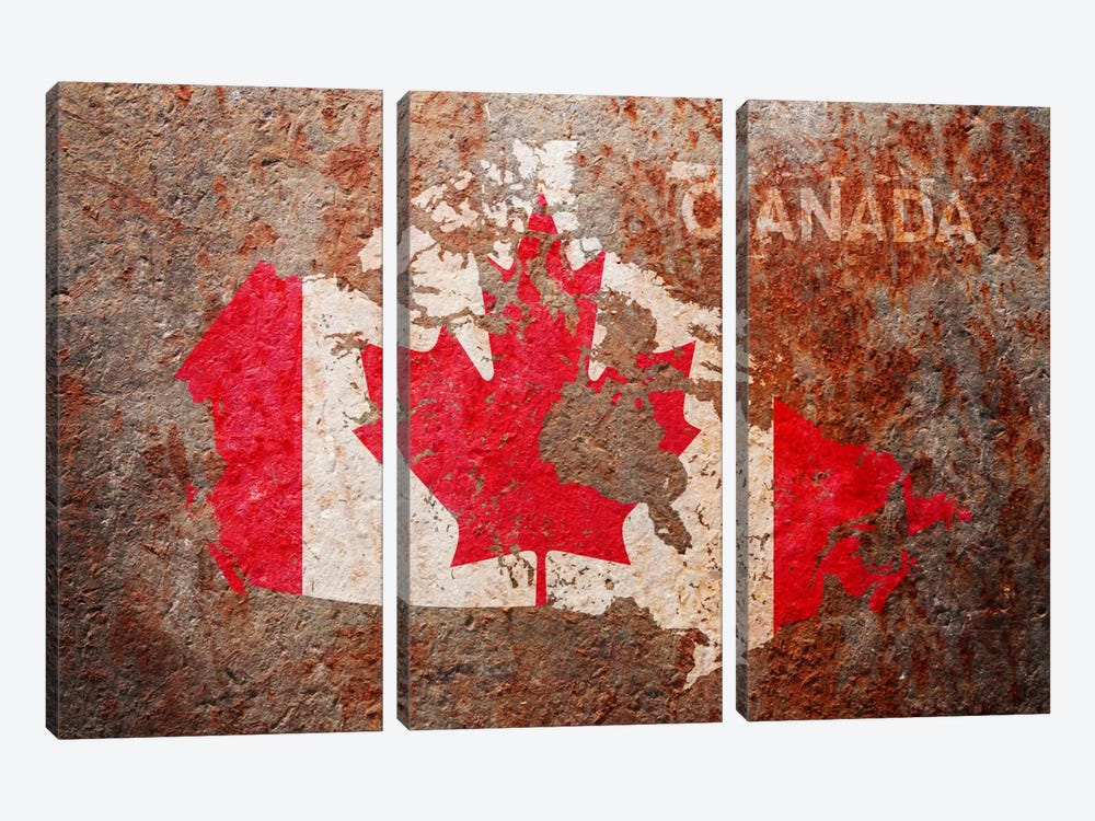 Canada Flag Map by Michael Tompsett 3-piece Art Print