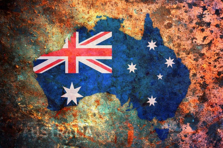 Australia Flag Map by Michael Tompsett wall art