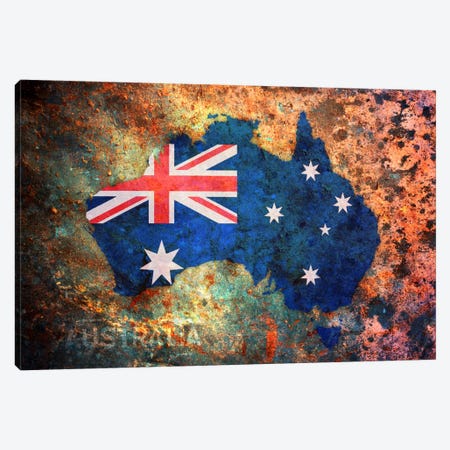 Australia Flag Map Canvas Print #8866} by Michael Tompsett Art Print
